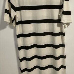 H&M Black White Striped Midi Maxi Dress Size M